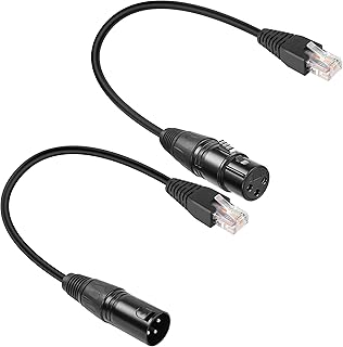 GELRHONR 3pin XLR to RJ45 Male Adapter Cable,XLR Female to RJ45 Network Connector Extension Cable Use Cat5 Ethernet for DMX-CON Controller Series-1.1Ft