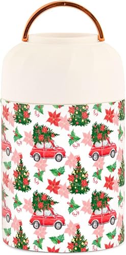 Miniatura 2 de MCHIVER Christmas Red Truck Trees Food Jar with Spoon Stainless Steel Vacuum Insulated Food Container 17 oz Thermos for Adults