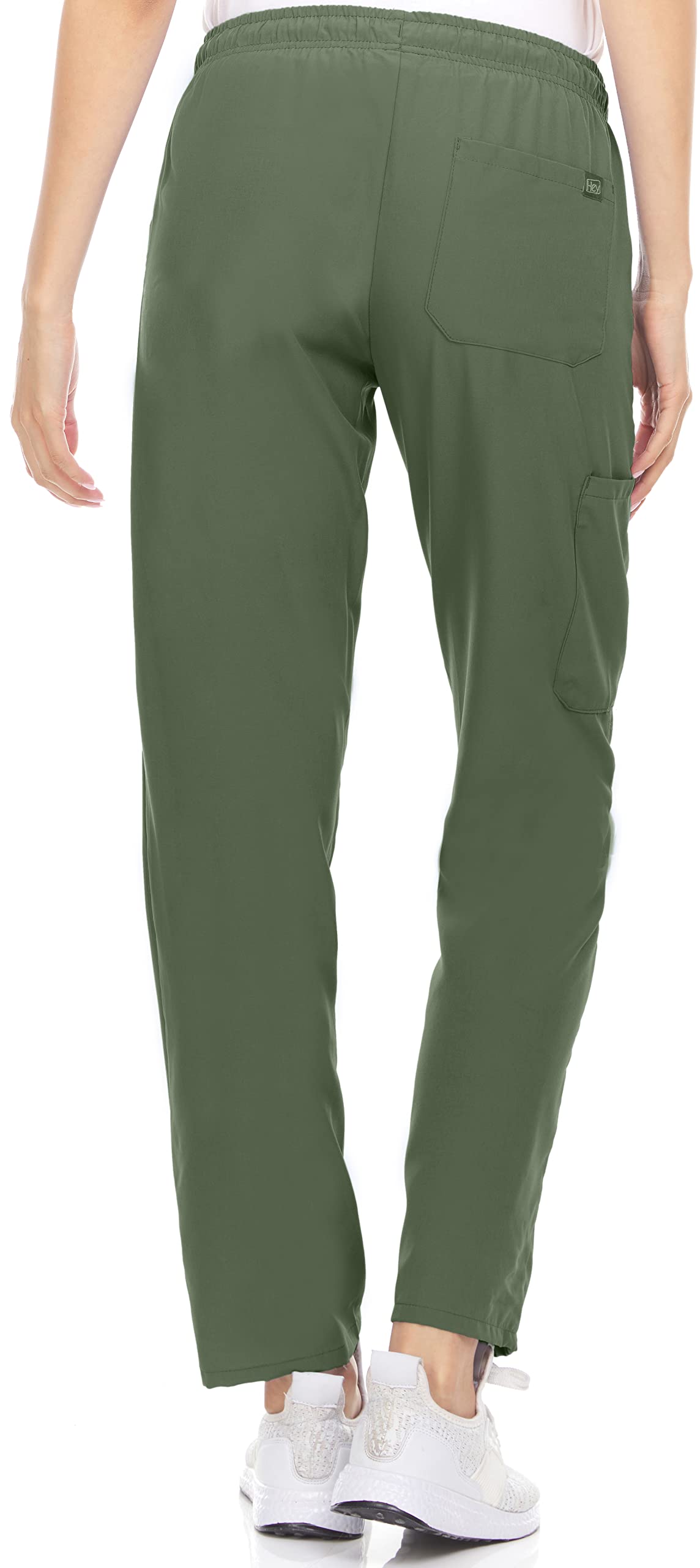 Hey Collection 4-Way Stretch 4 Pocket Straight Leg Medical Scrub Pants,Olive,Size Medium