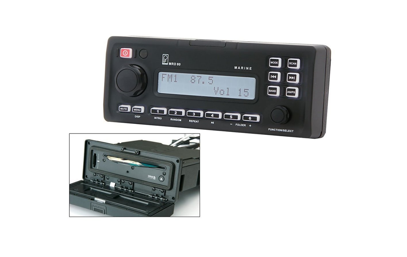 Poly-Planar MRD80 AM FM CD Player MP3 WMA Sirius Satellite Ready Marine Stereo