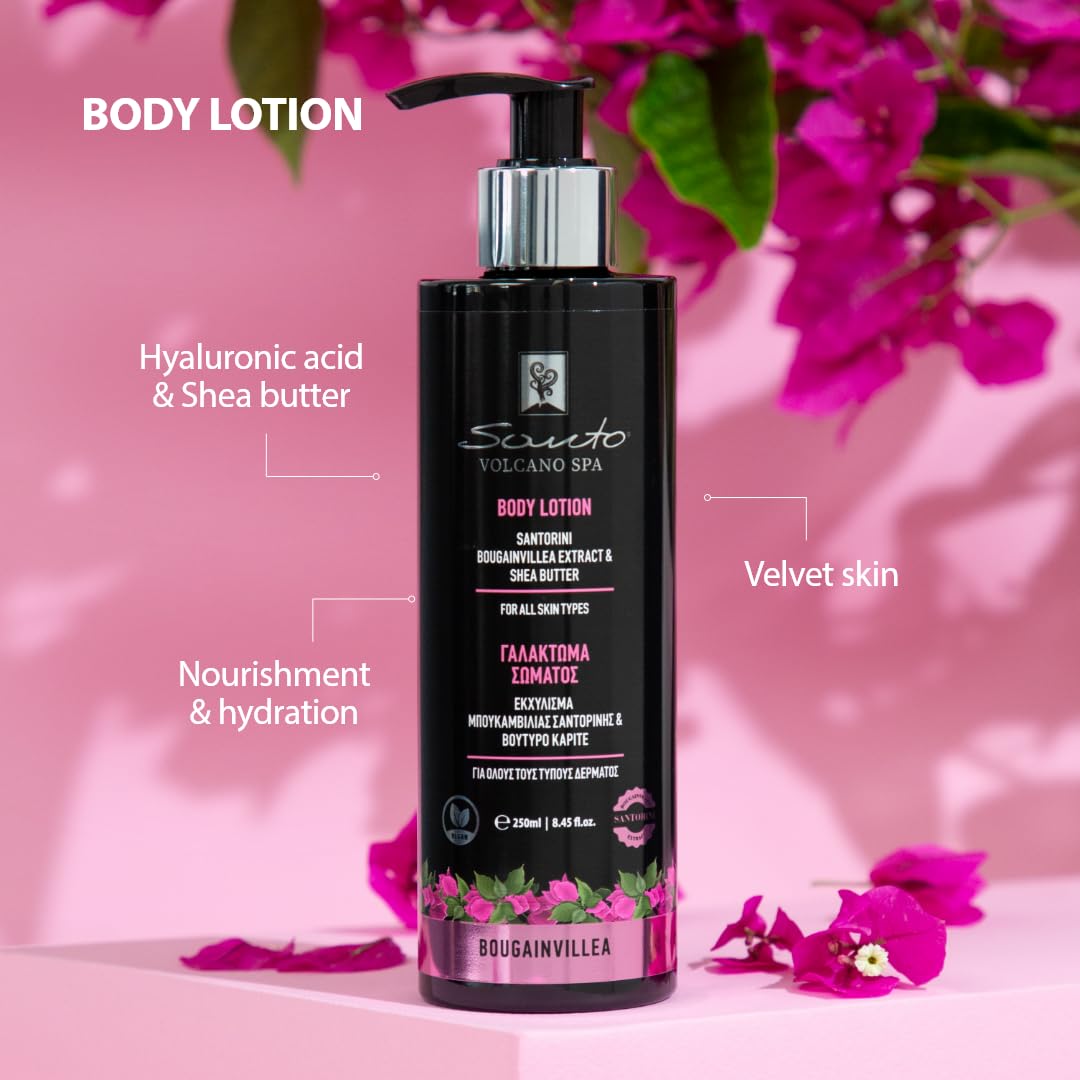Santo Volcano Spa Bougainvillea Body Lotion, 250 ml, with Hyaluronic Acid and Shea Butter, for All Skin Types - Image 3