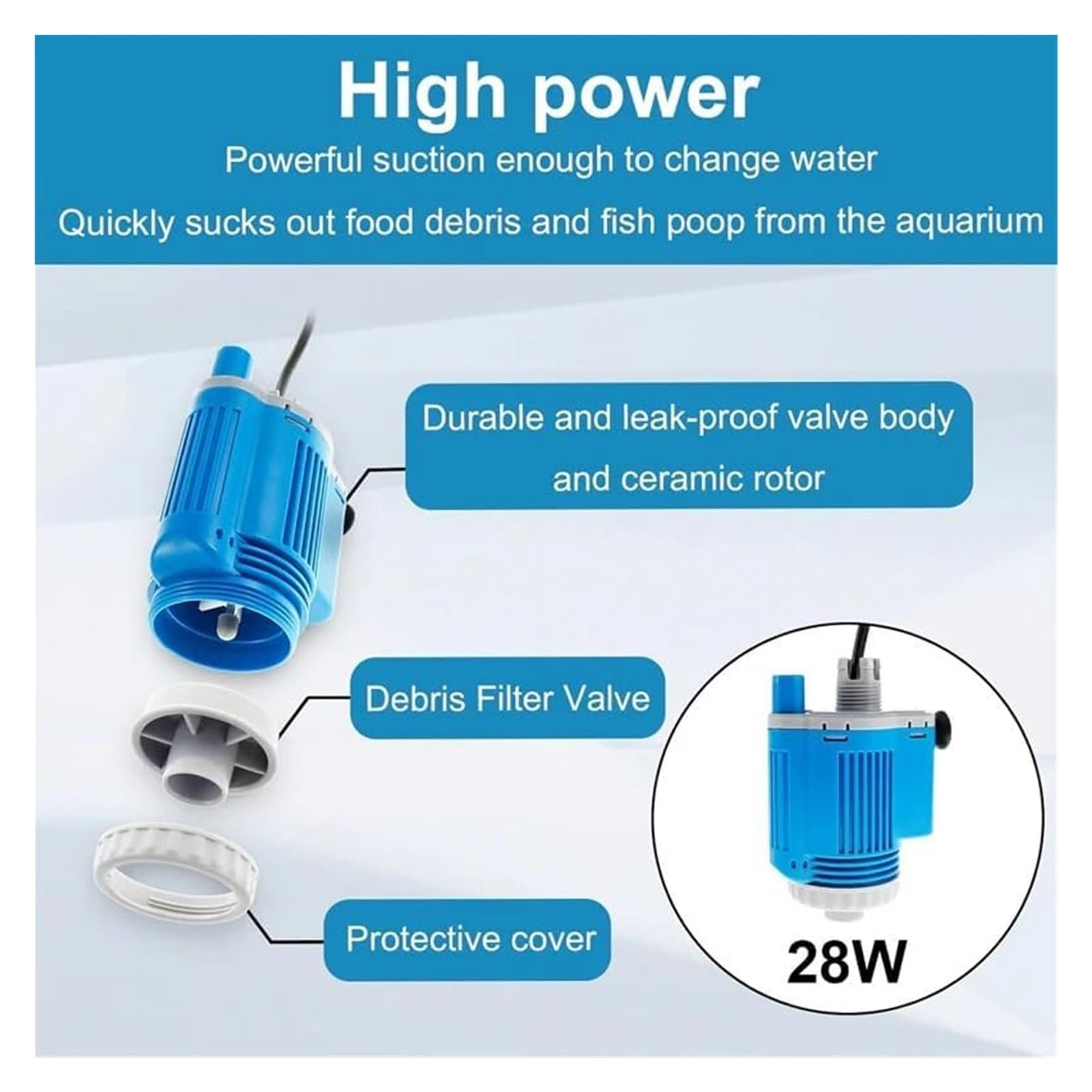 Limpiador eléctrico para peceras, cambiador de agua automático 6 en 1 mejorado y lavadora de arena, para limpieza de acuarios de agua dulce y salada