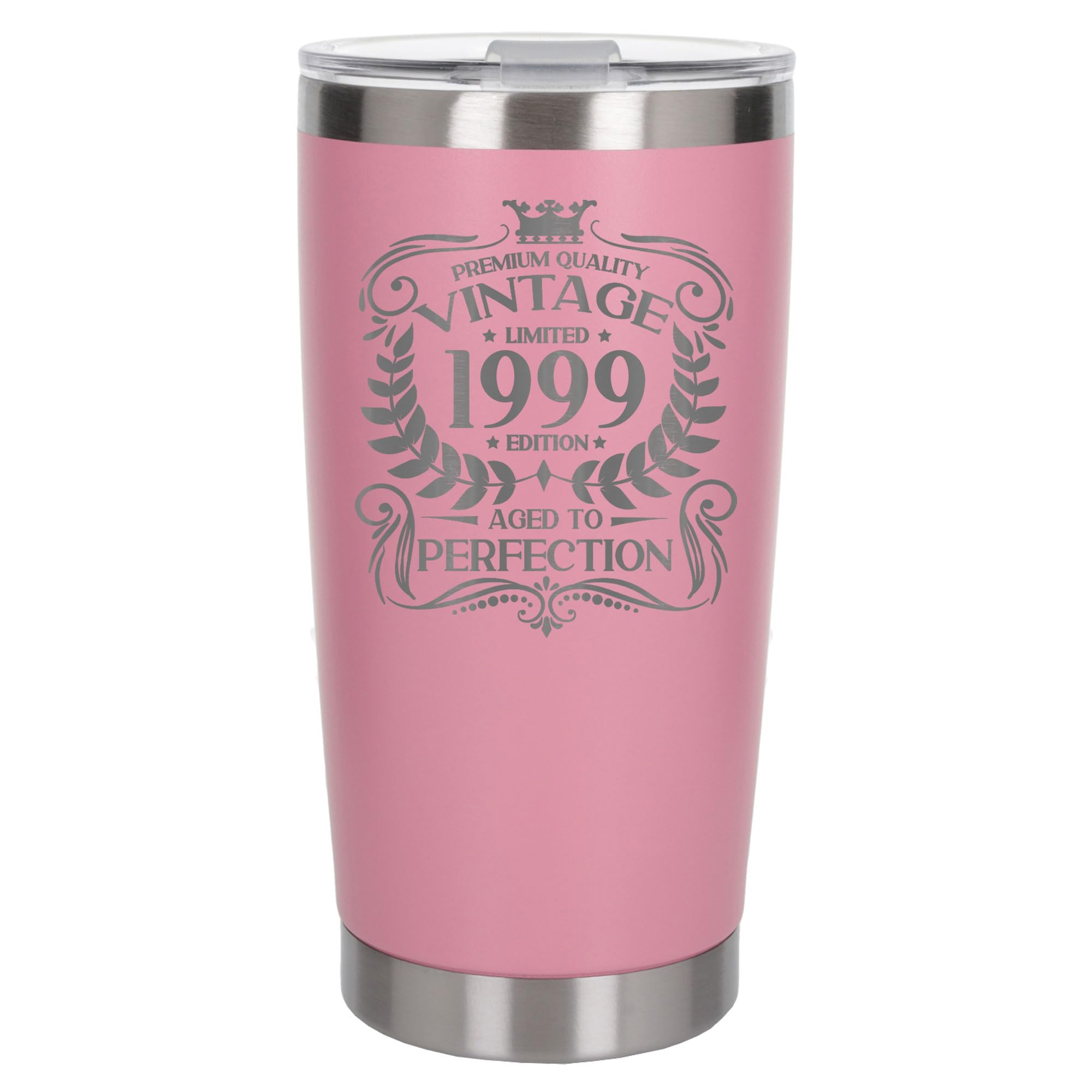 Always Looking Good 27th Birthday Gift Vintage 1999 Aged to Perfection Engraved Insulated Travel Mug Present for 27 Year Old Light Pink Thermal Coffee Flask Travel Mugs with Lids
