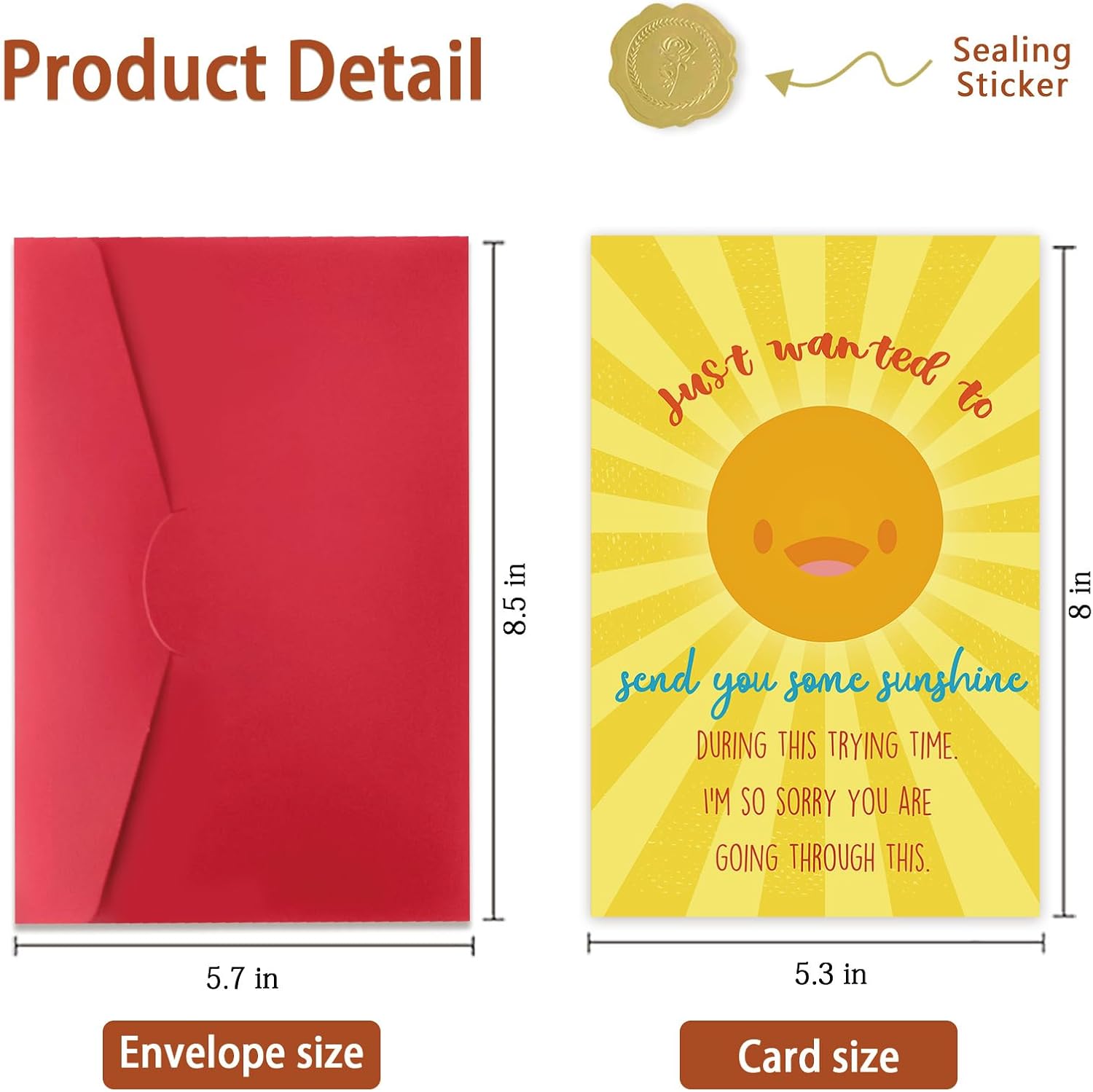 Sunshine Thinking of You Card – Encouragement and Support Cards for Tough Times – Uplifting Sympathy or Get Well Card for Friend or Loved One - Image 2