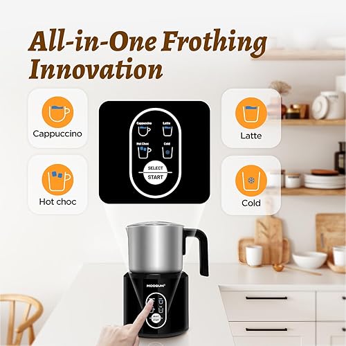 Miniatura 3 de MOOSUM Espumador de leche desmontable, vaporizador de leche eléctrico de acero inoxidable de grado alimenticio de 17 onzas, fácil de limpiar con