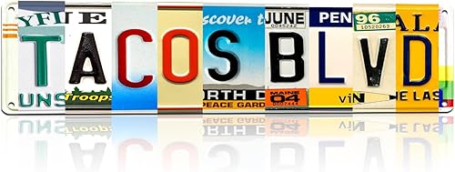 Letrero de metal vintage para decoración de pared, diseño de tacos, para garaje, cueva, hombre, 16 x 4 pulgadas