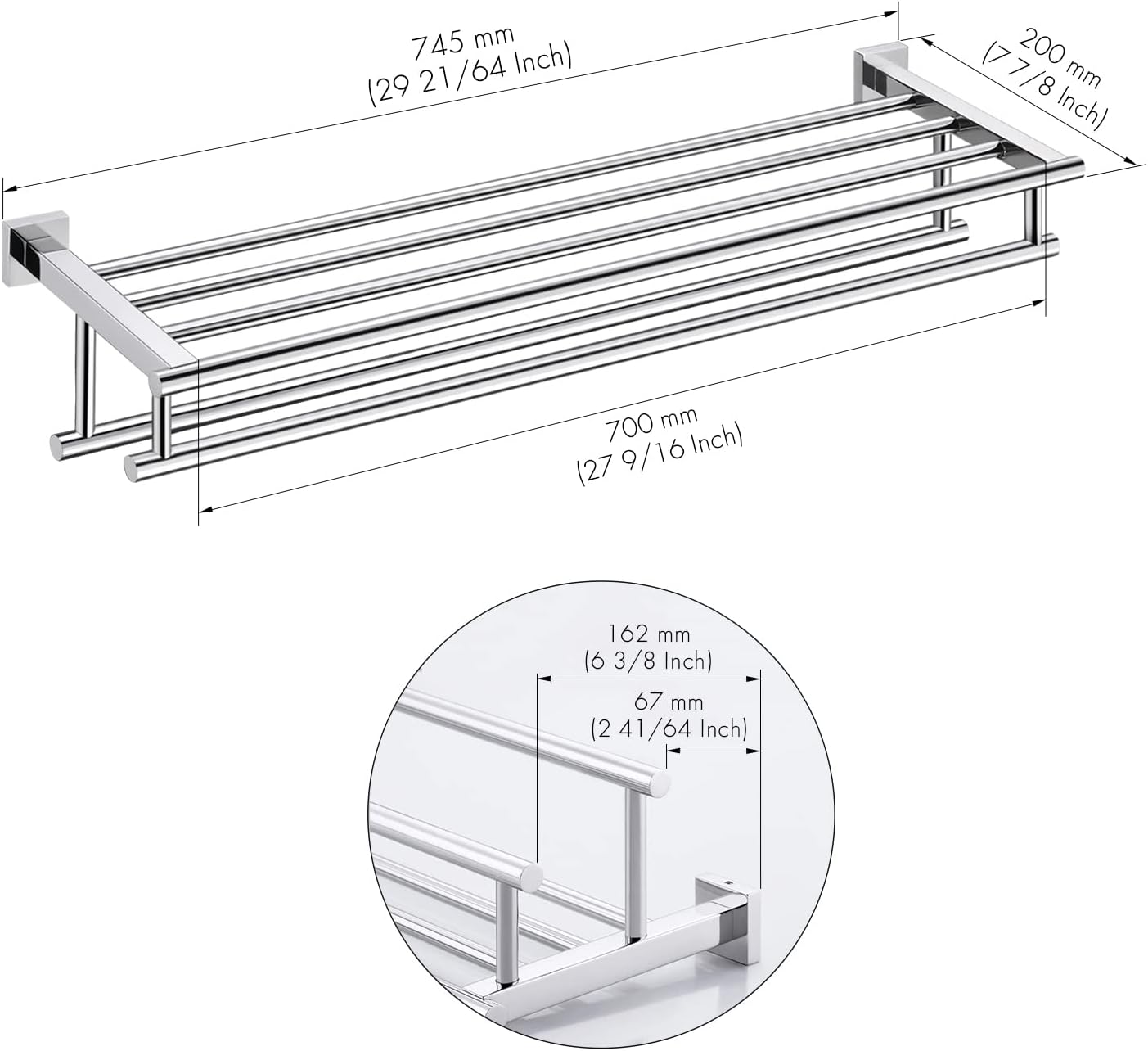 Exсluѕіvе Dіѕсоunt 50% Prісе KES Large Towel Rack, Towel Shelf with Two Bar (30 Inch Stainless Steel) Shower Organizer Modern Square Style Wall Mount Polished Finish, A2112S75