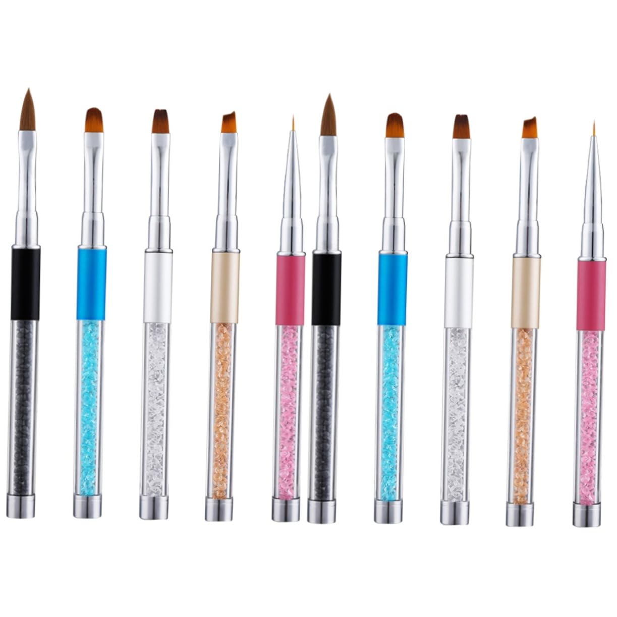 Healeved 10piezas Pinceles De Manicura Acrílicos Mango De Kit Para Arte De Uñas Para Uso Profesional y Casa Incluye Pincel De Punteado