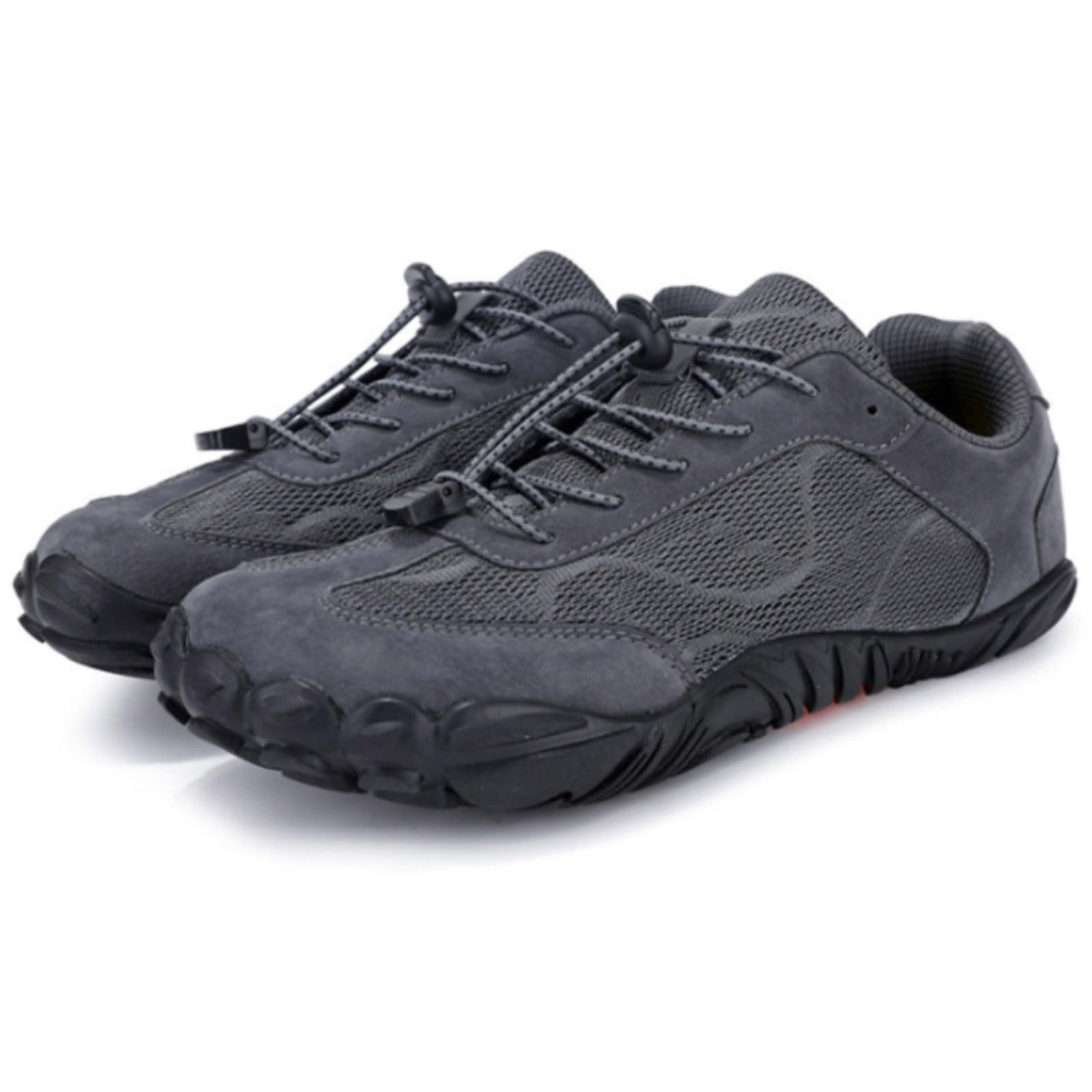 Flache Herren-Wanderschuhe, leger, Knebelspitze, Outdoor-Turnschuhe, grau
