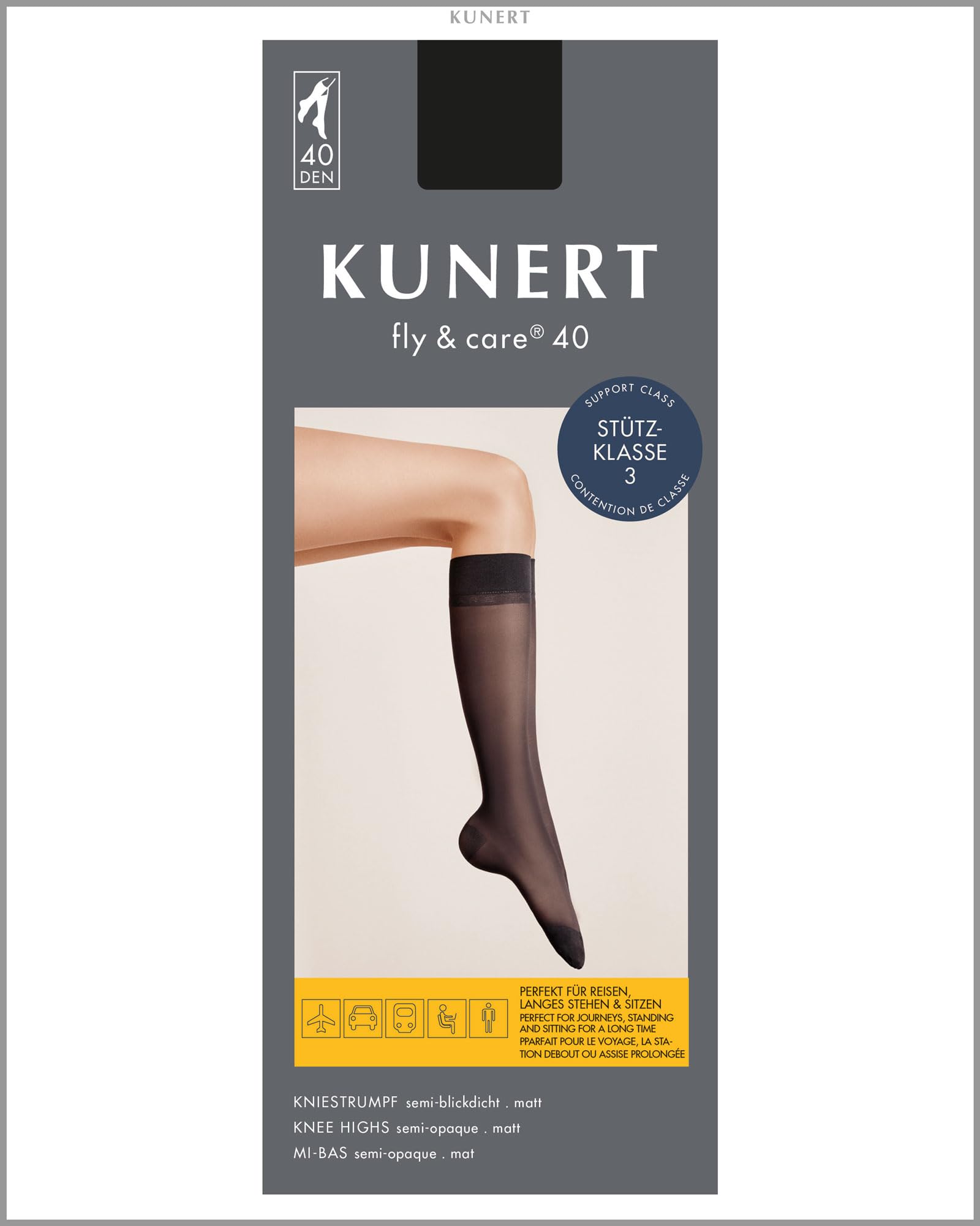 KUNERT Damen Kniestrümpfe Fly&Care® 40 extra fein 40 DEN