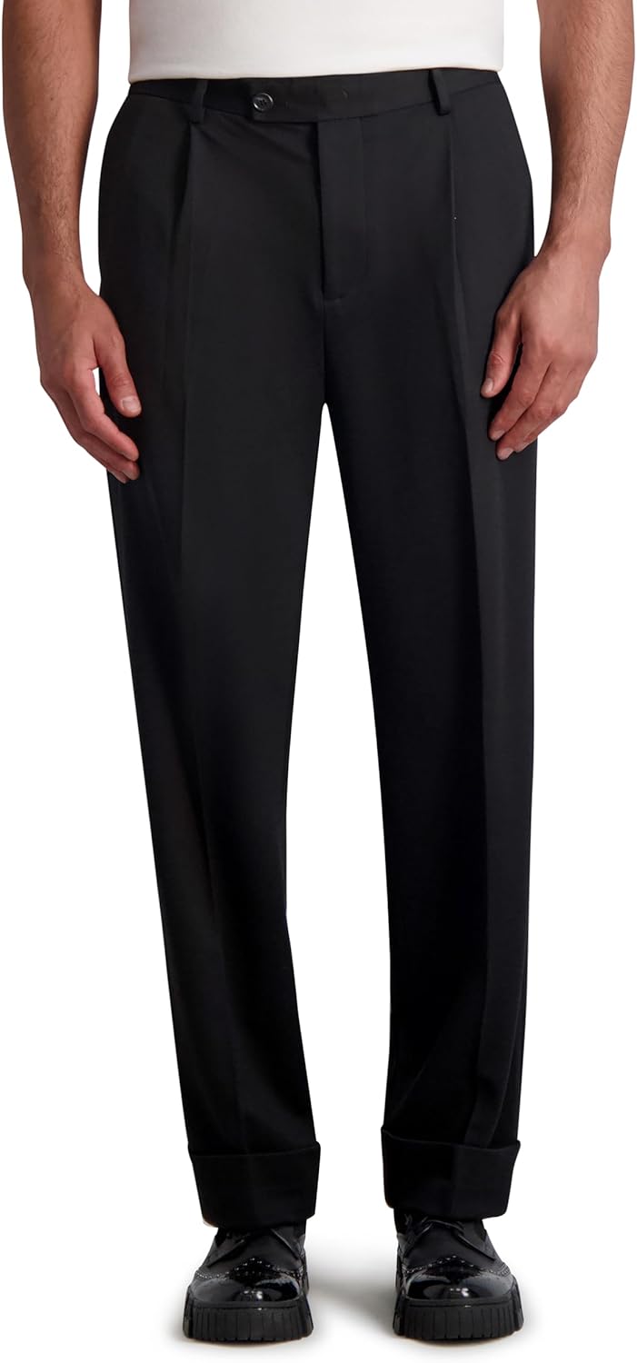 KARL LAGERFELD Mens Wide Leg Stretchy Soft Dress Pant - Image 4