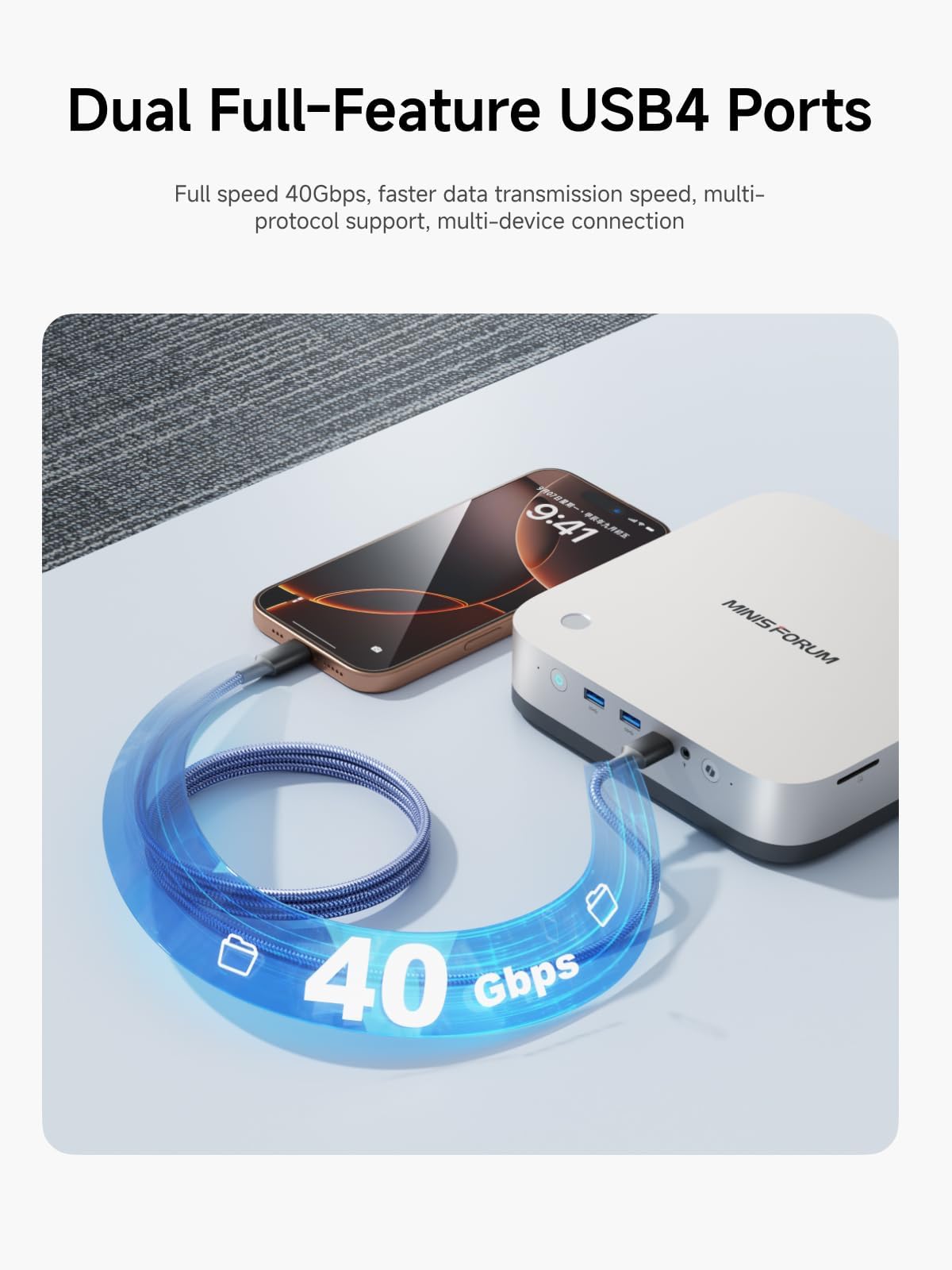 MINISFORUM Mini PC AI X1 Pro Barebone with AMD Ryzen AI 9 HX370(12C/24 T)&AMD Radeon 890M Mini Gaming PC,8K Quad Output(HDMI+DP+2xUSB4),Dual 2.5 LAN/WIFI7/BT5.4/Oculink,Copilot PC(NO RAM/SSD/OS) — view 4