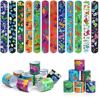 ZGTS 12 PCS Slap Bracelets Cute Animal Pattern Slap Bands for Kids Dinosaur Snap Bracelets Wristbands Party Favors Party Supplies Gift Toys for Boys and Girls