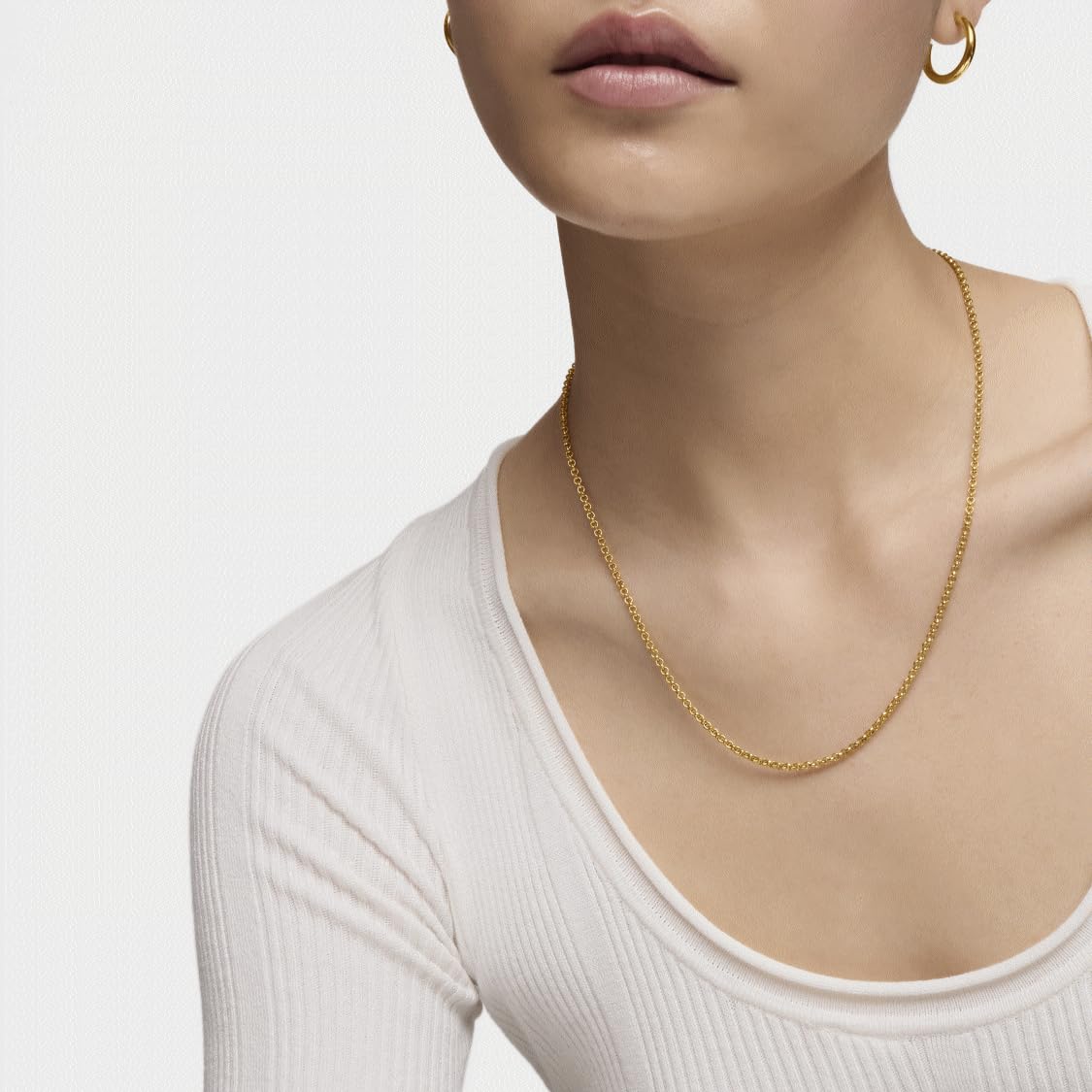 TOUS Cadena Mediana con Baño de Oro 18Kt sobre Plata para Mujer, Largo 50 cm, Versátil y Atemporal, Colección Chain