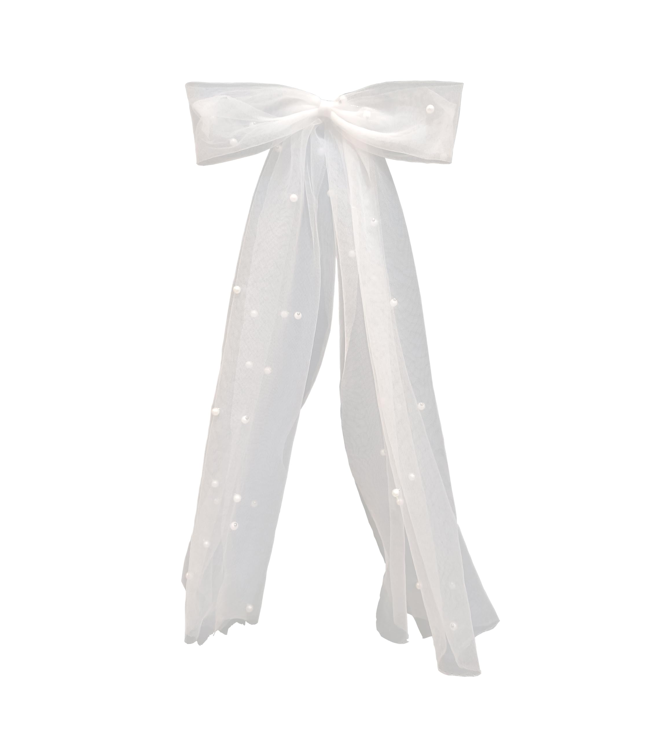 Alandra Hen Night Bridal Bow Veil with Pearls, White