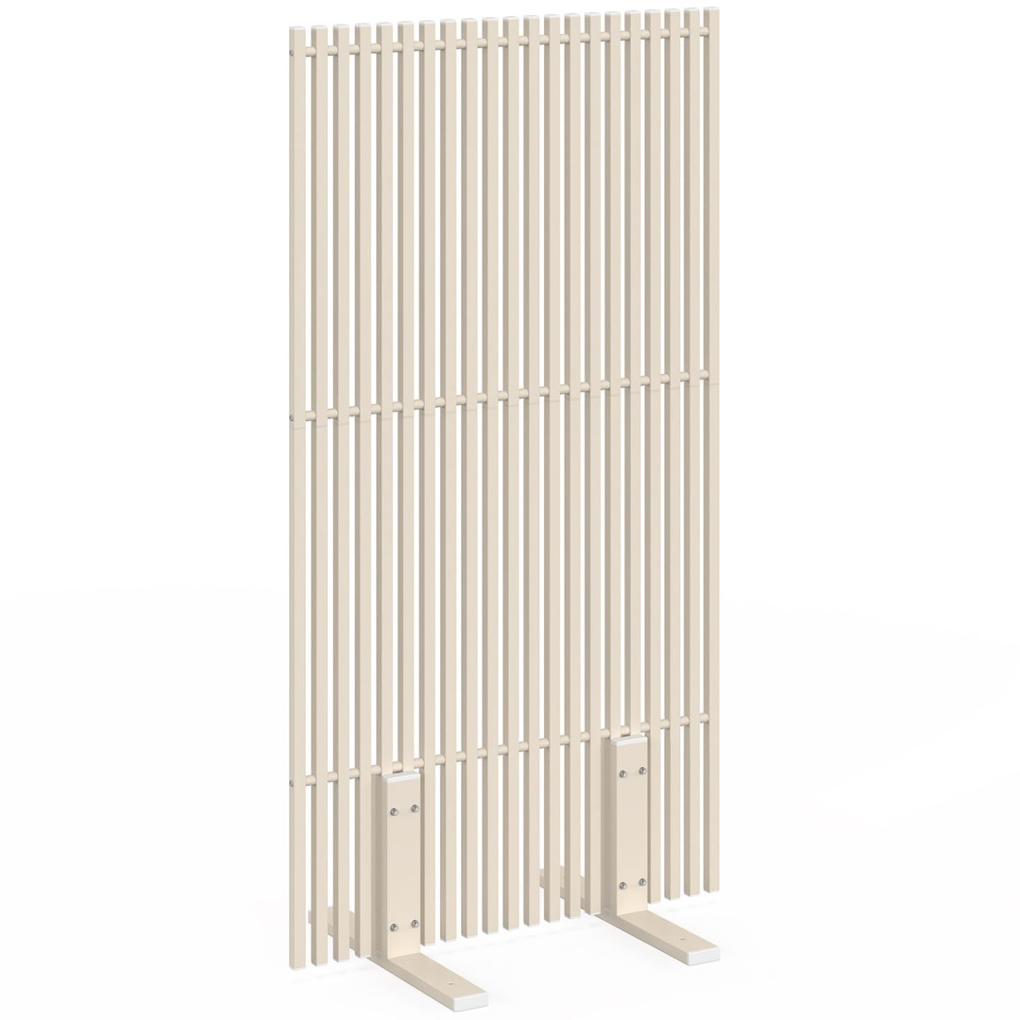 IDMarket – Biombo exterior decorativo perforado 80 x 150 cm, persianas verticales metálicas color beige