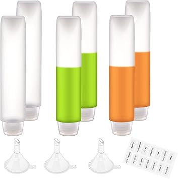 Leak Proof Travel Bottles for Toiletries 6 Pack 1.7oz/50ml TSA Approved Empty Plastic Squeeze Bottles Travel Size Toiletries Bottles for Cosmetic ...