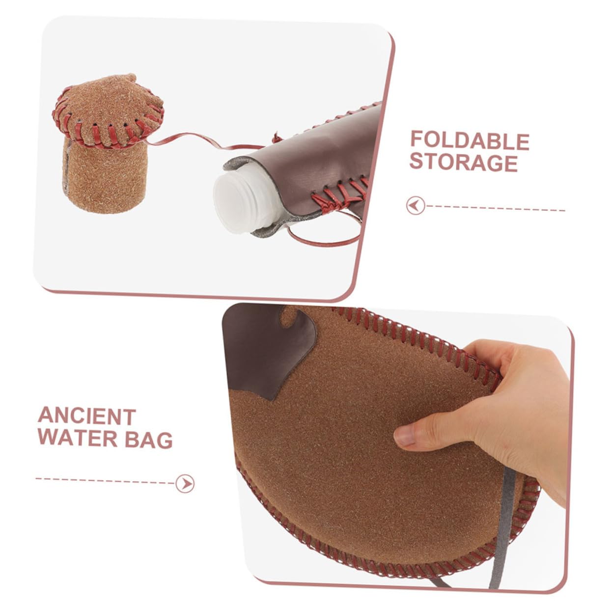 Poche à Eau Ancienne Portable en Cuir, Style Historique pour Camping