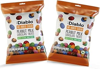 Diablo Milk Chocolate Peanuts - No Added Sugar, Sweetened with Stevia - Individually Packed Bags, Chocolate Covered Nuts Hamper Basket Available for Gifting - Peanut Milk Chocolates - 40 g Pack of 2