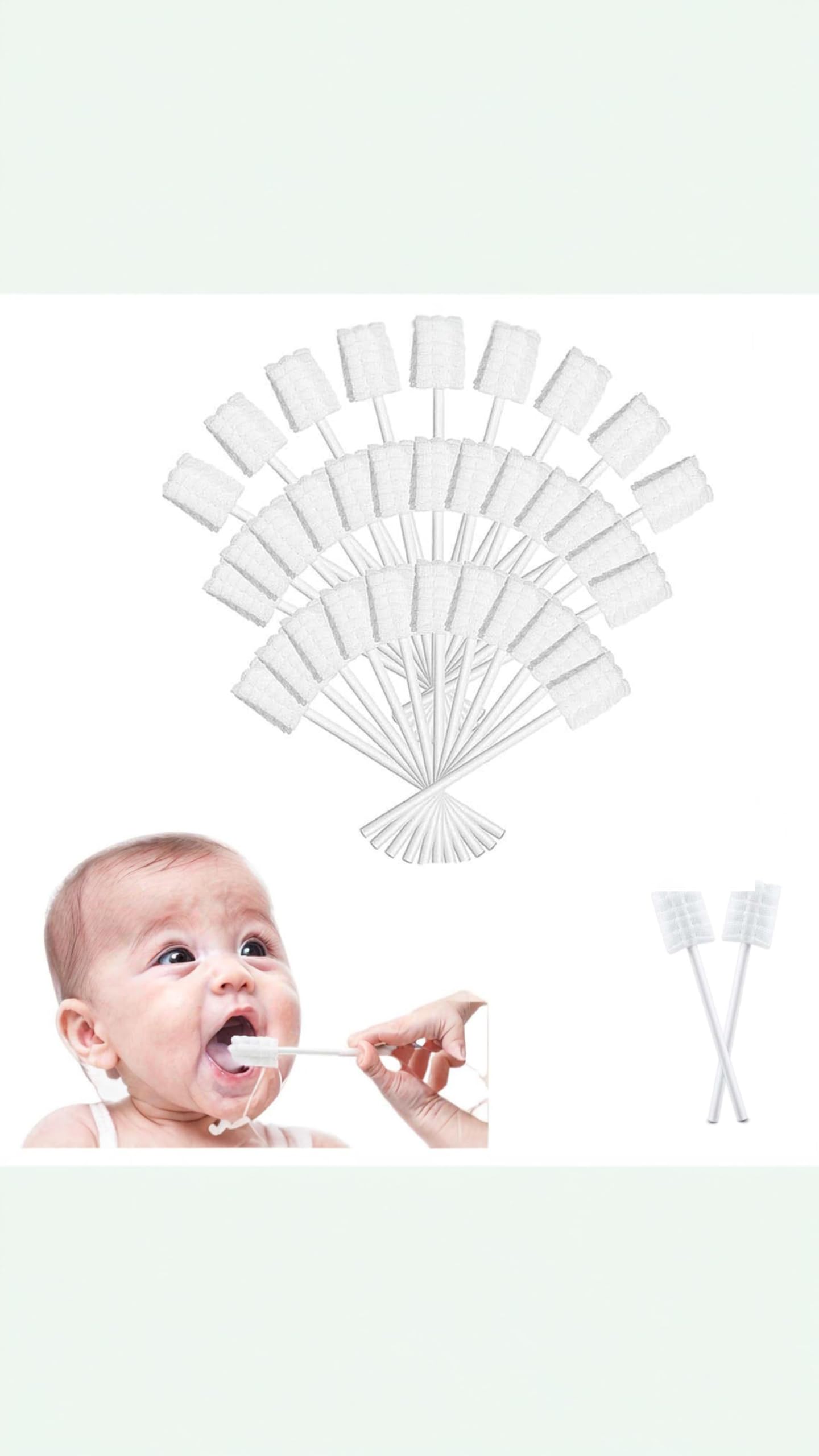 Sweet seven 30 Pcs Disposable Baby Toothbrush, Baby Oral Toothbrush Suitable for Newborn Milk Toothbrush Tongue Moss Gauze, Gentle Will Not Damage The Teeth, Dental Care for 0-36 Month Baby
