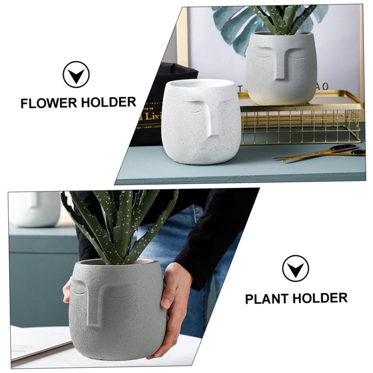Abstrakter Blumentopf aus Keramik in Gesichtform mit Loch Atmungsaktiv Oberflächenstruktur Künstlerisch als Geschenk und Dekorativer Pflanzkübel für Zuhause