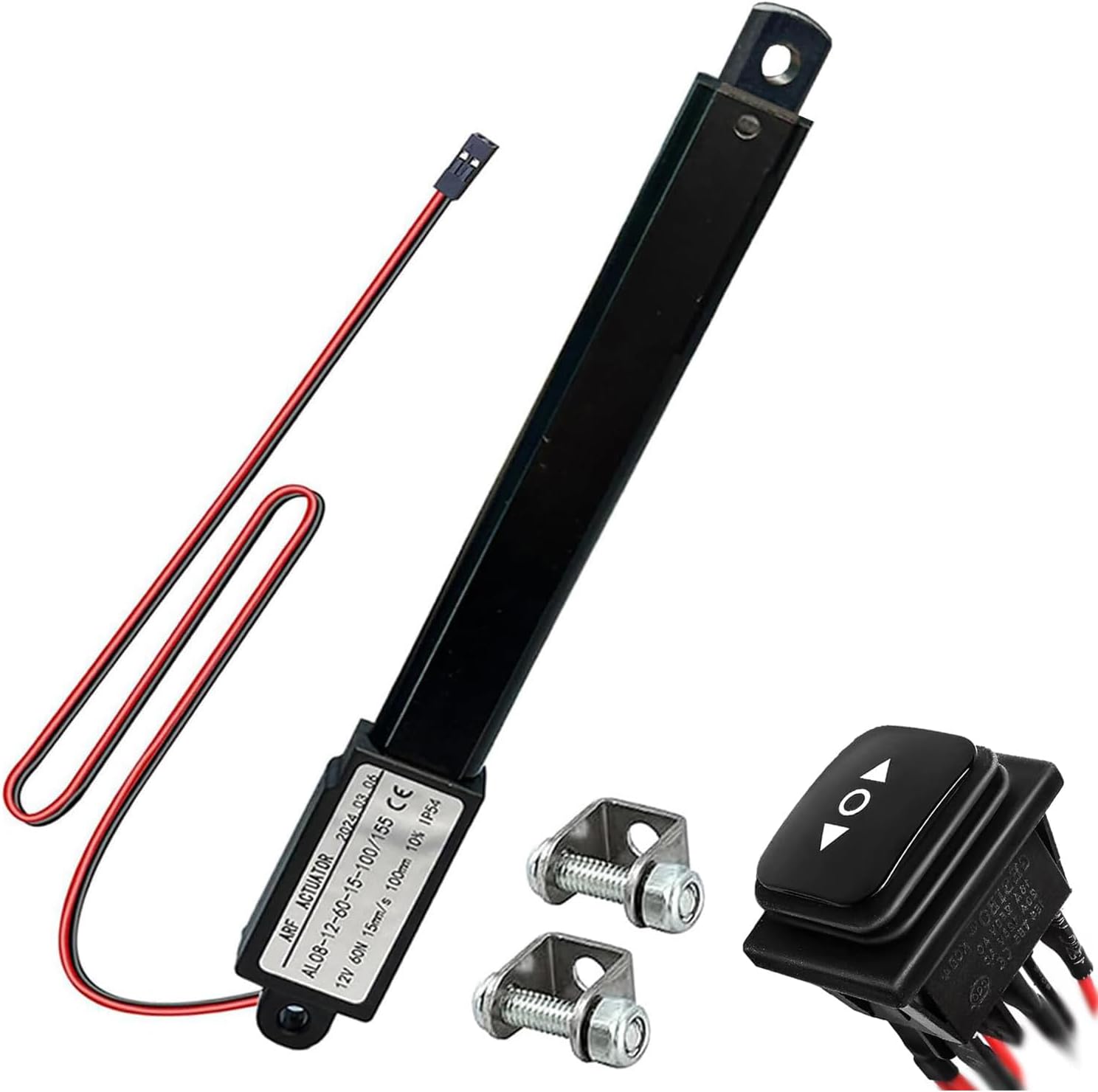 Mini 12V 4"Stroke Electric Linear Actuator, 60N(13.4Lbs), Speed 15mm/s Linear Motion Actuator, Waterproof Linear Actuator with Waterproof Switch and Bracket, for Window Ppener, Robot (100mm)
