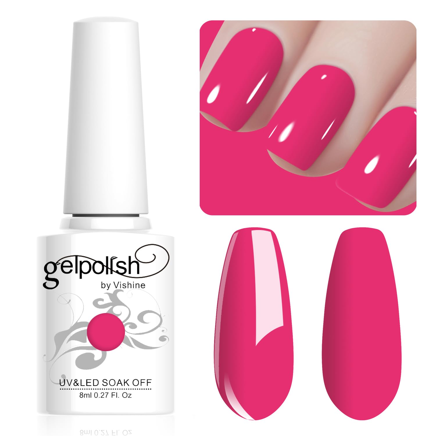 Vishine Gel Nail Polish, 1Pcs 8ml Burgundy Gel Polish Soak Off UV LED Gel Nail Art DIY Gel Nail Manicure for Girls Women #080 — view 33