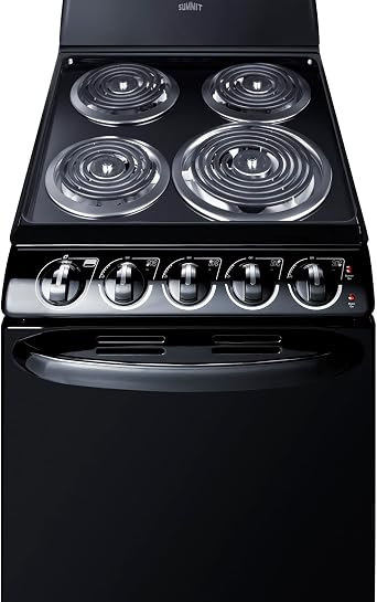 Summit 20 4 Burner Electric Range, Black - RE2031B | Coil Burners, 2.3 cu.ft. Oven Capacity, ADA Compliant Design