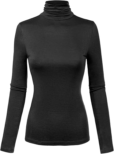 MixMatchy Women's Basic Long Sleeve High Turtle Neck Slim Fit Top Shirt