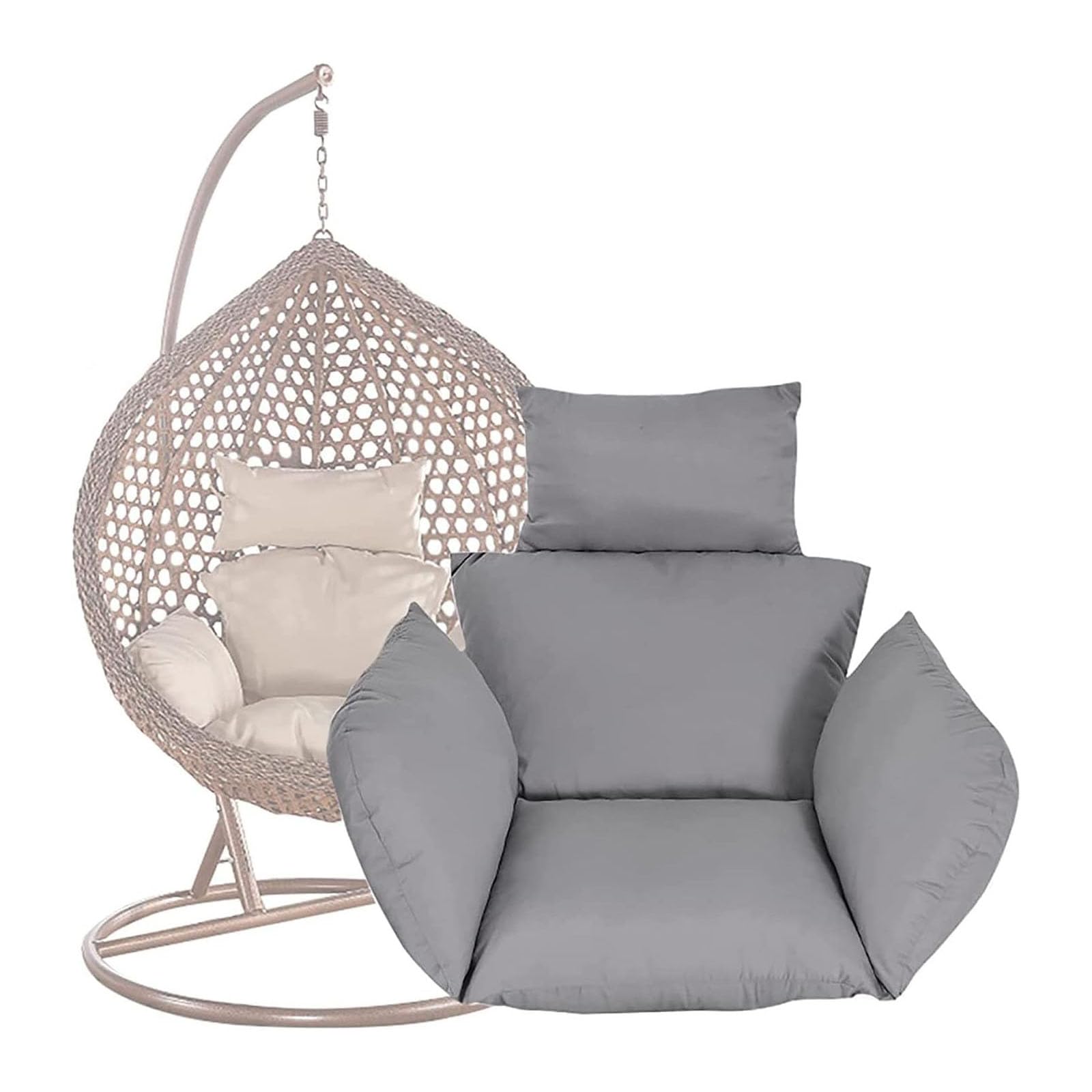 ilbcavne Swing Egg Chair Cushion, Hanging Chair Cushions Add Warmth To Cold Winter, Foldable Cushion With Pillow, Hanging Egg Chair Pad for Patio Swing Hammock, Replacement Washable(Color:Brown)