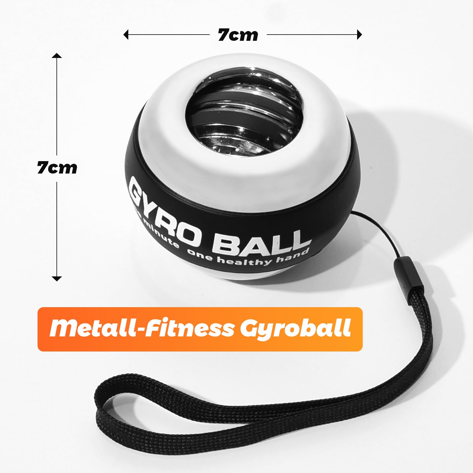 Gyroball, Handgelenktrainer-Ball, 5-stufiger Widerstands-/Lichtsteuerung, Gyroskopischer Unterarm-Trainer, zur Stärkung von Armen, Fingern, Handgelenk (Metallgehäuse)