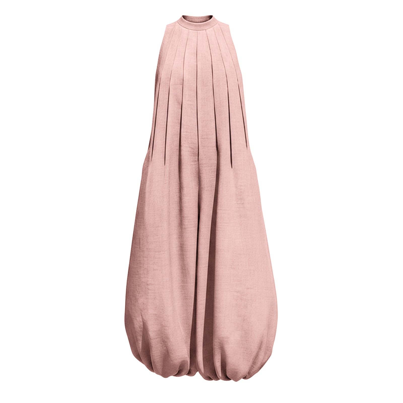 Generisch Tuta estiva da donna, lunga, a gamba larga, elegante | Tuta con pantaloni, senza maniche, spalle scoperte, oversize, con tasche, pagliaccetto alla moda per matrimoni e feste