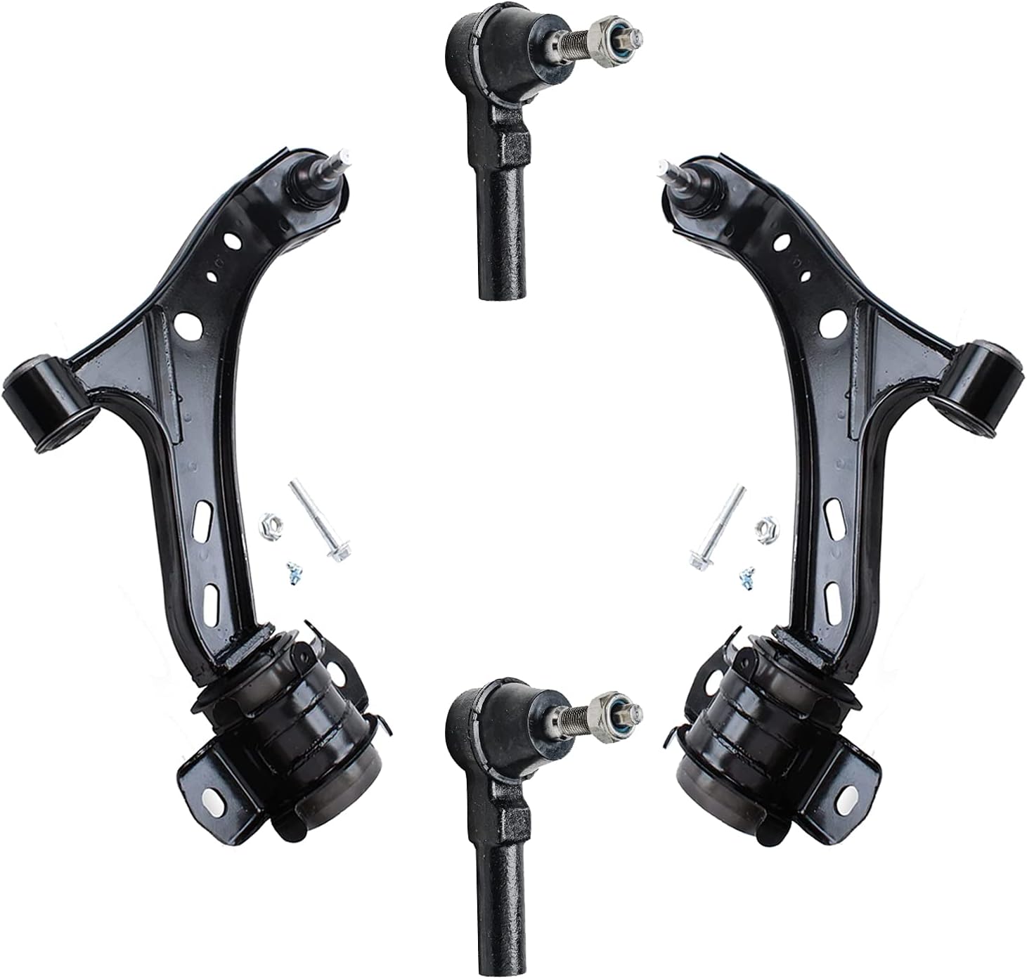 Detroit Axle - 4pc Front End Control Arms Kit for Ford Mustang 05-10, 2 Lower Control Arms with Ball Joint 2 Outer Tie Rod Ends 2005 2006 2007 2008 2009 2010 Replacement