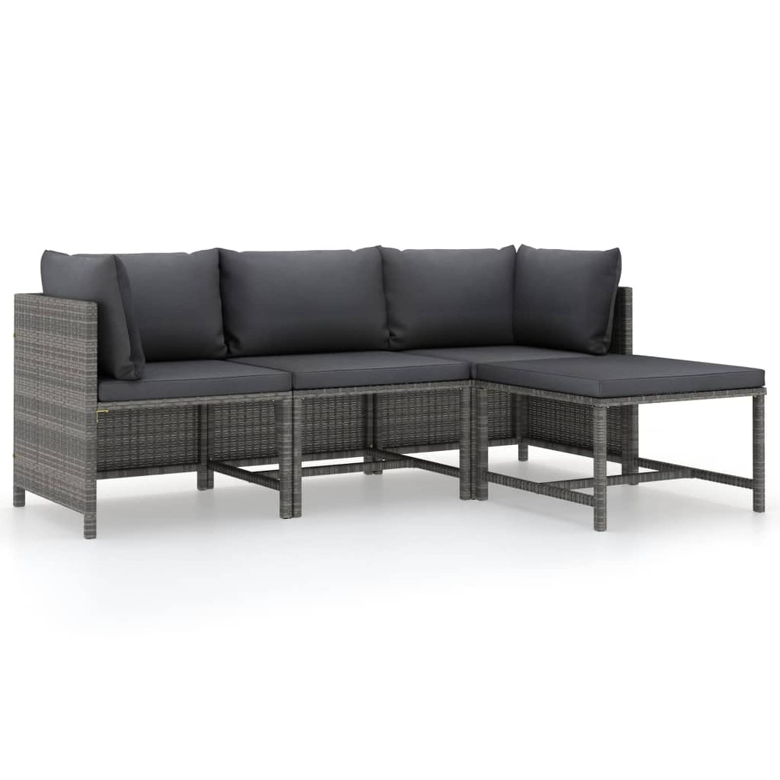 Lechnical Salotto da Giardino Divanetto Esterno Set Set Divani da Giardino Divano da Divani da Giardino Set Divani da Giardino 4 pz con Cuscini in Polyrattan Grigio b