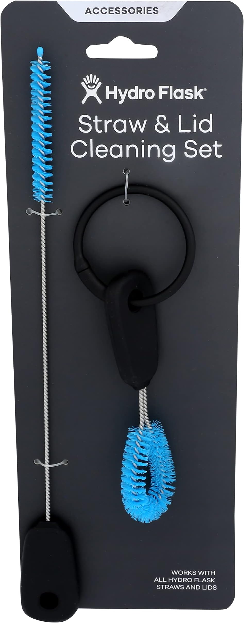 Hydro Flask - Straw and Lid Cleaning Set - Reusable Bottle Cleaner Brush Kit with Long Handle - Wash and Access All Areas - Durable Nylon Bristles - Compatible with all Plastic Caps and Lids - Pacific