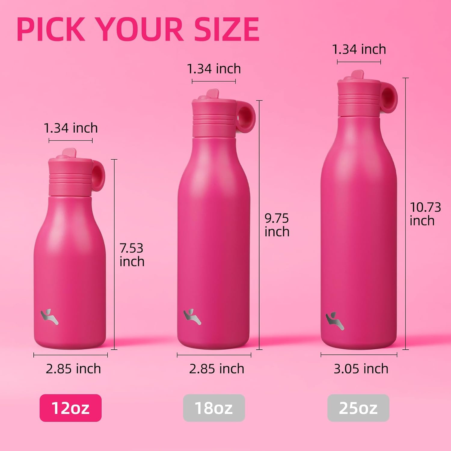 12oz Stainless Steel Water Bottle with Straw, Insulated Metal Travel Water Bottle, Reusable and Leak Proof, BPA Free, Double Wall Design, Rose Red - Image 5