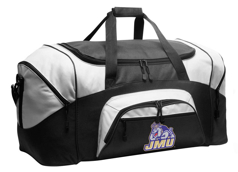 Large James Madison University Duffle Bag - JMU Suitcase or Gym Gear & Travel Bag - Purple (Black)