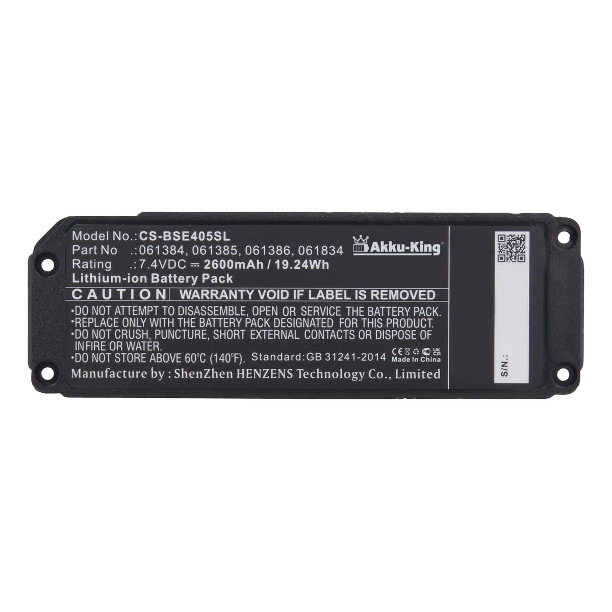 Akku kompatibel mit Bose 061384 - Li-Ion 2600mAh - für Soundlink Mini, SoundLink Mini One, 413295, 061385, 061386, 061834