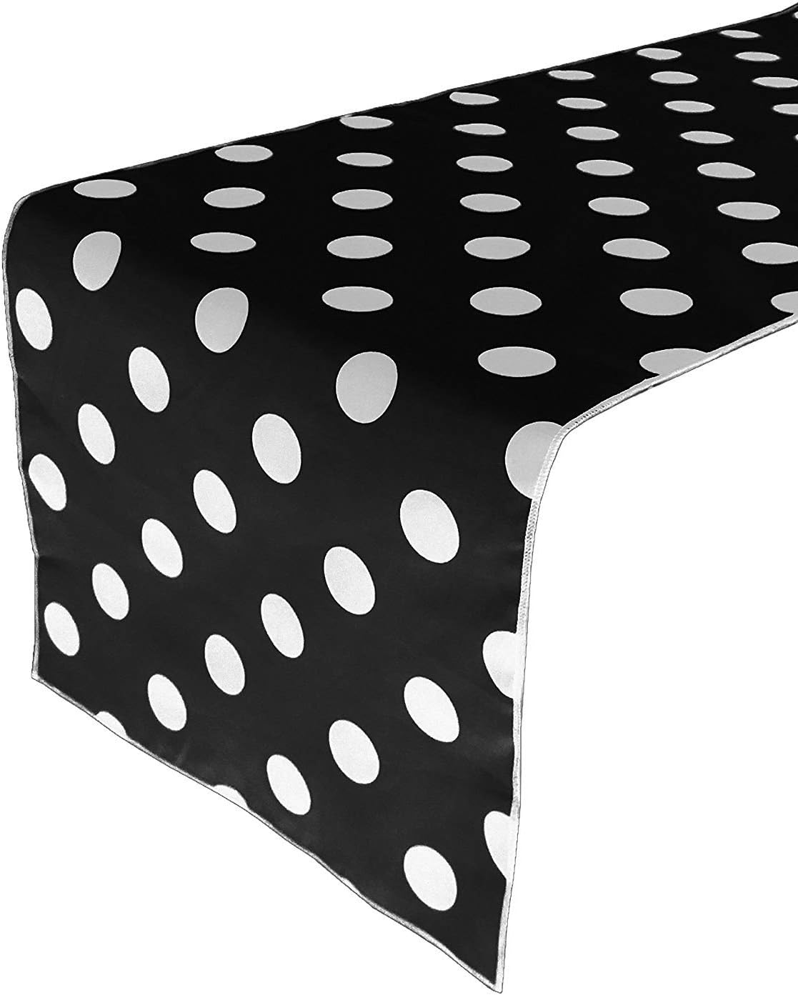 Table Runners Polka Dot WHITE & BLACK 13 x 108 Inches By Florida Tablecloth