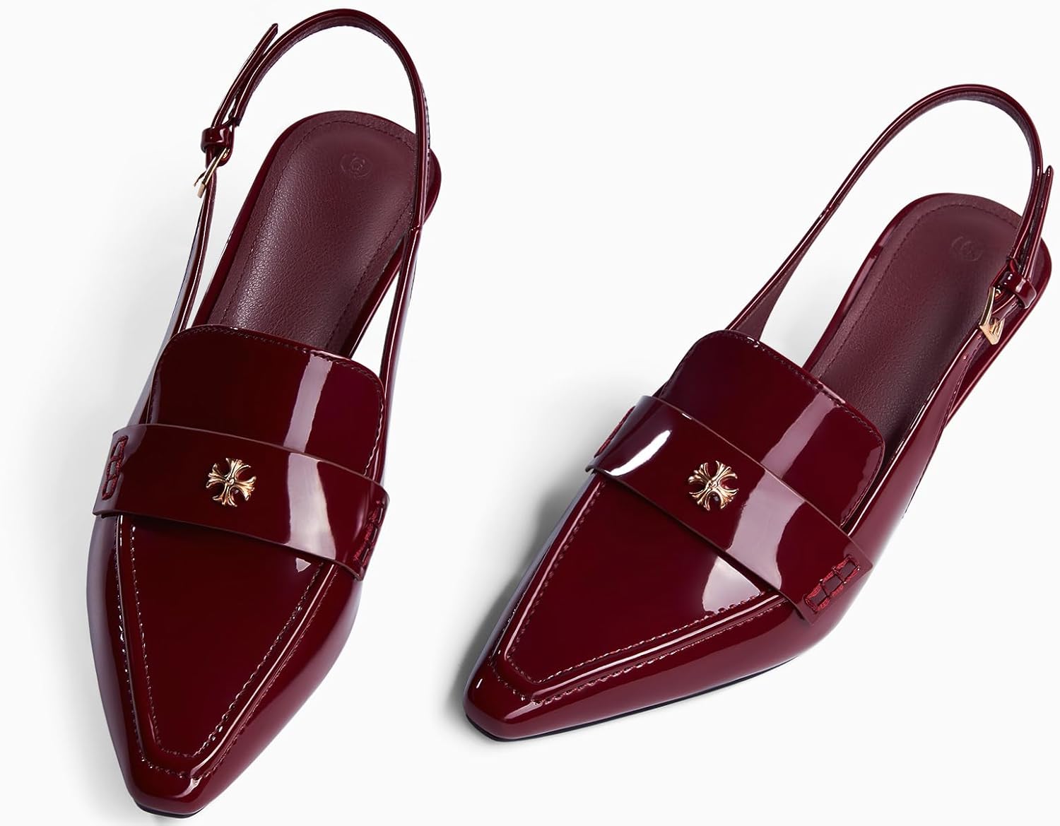 Coutgo Women's Pointed Toe Sandals Slingback Kitten Heel Pumps Slip On Ankle Buckle Dress Shoes - Image 5