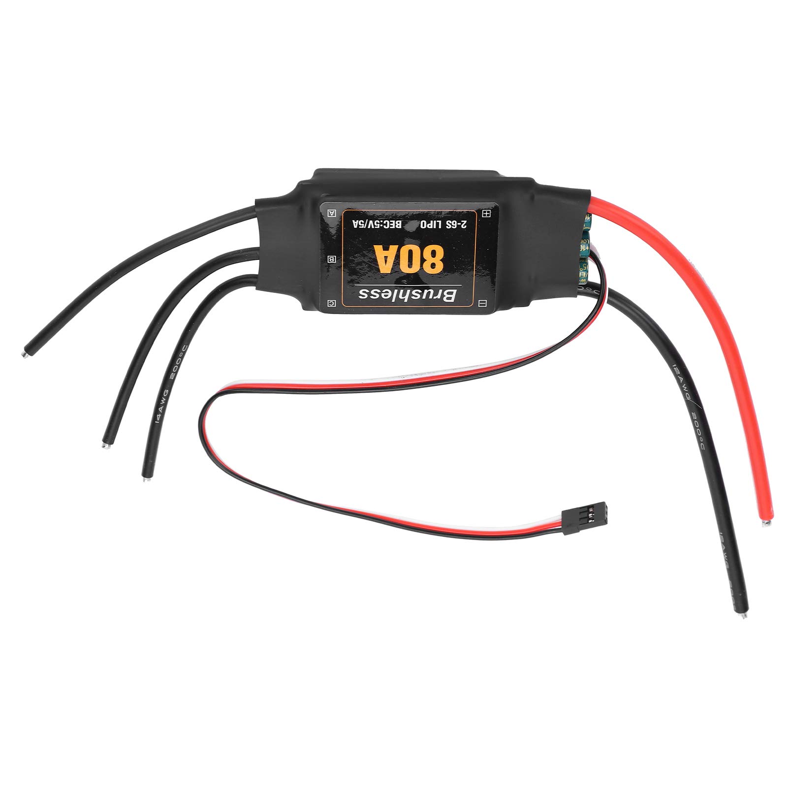RiToEasysports 80A ESC sin Escobillas, Controlador Electrónico de Velocidad para Helicóptero de Avión RC ((80A))