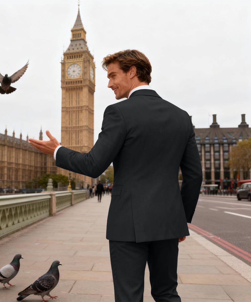 Men's Suit 2 Piece Double Breasted Tuxedo for Men Slim Fit Groom Blazer Pants Suits Set for Mens Wedding Party Prom - Image 6