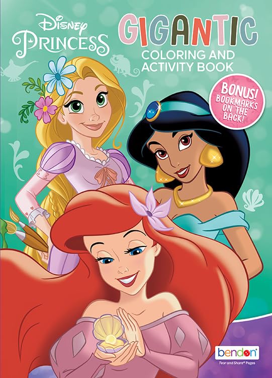 Princess Coloring & Activity Book | Disney Princess Drawing | Ariel Jasmine Rapunzel Coloring Books | Aladdin Little Mermaid Tangled Party Favors | Gigantic Activity Book | Officially Licensed