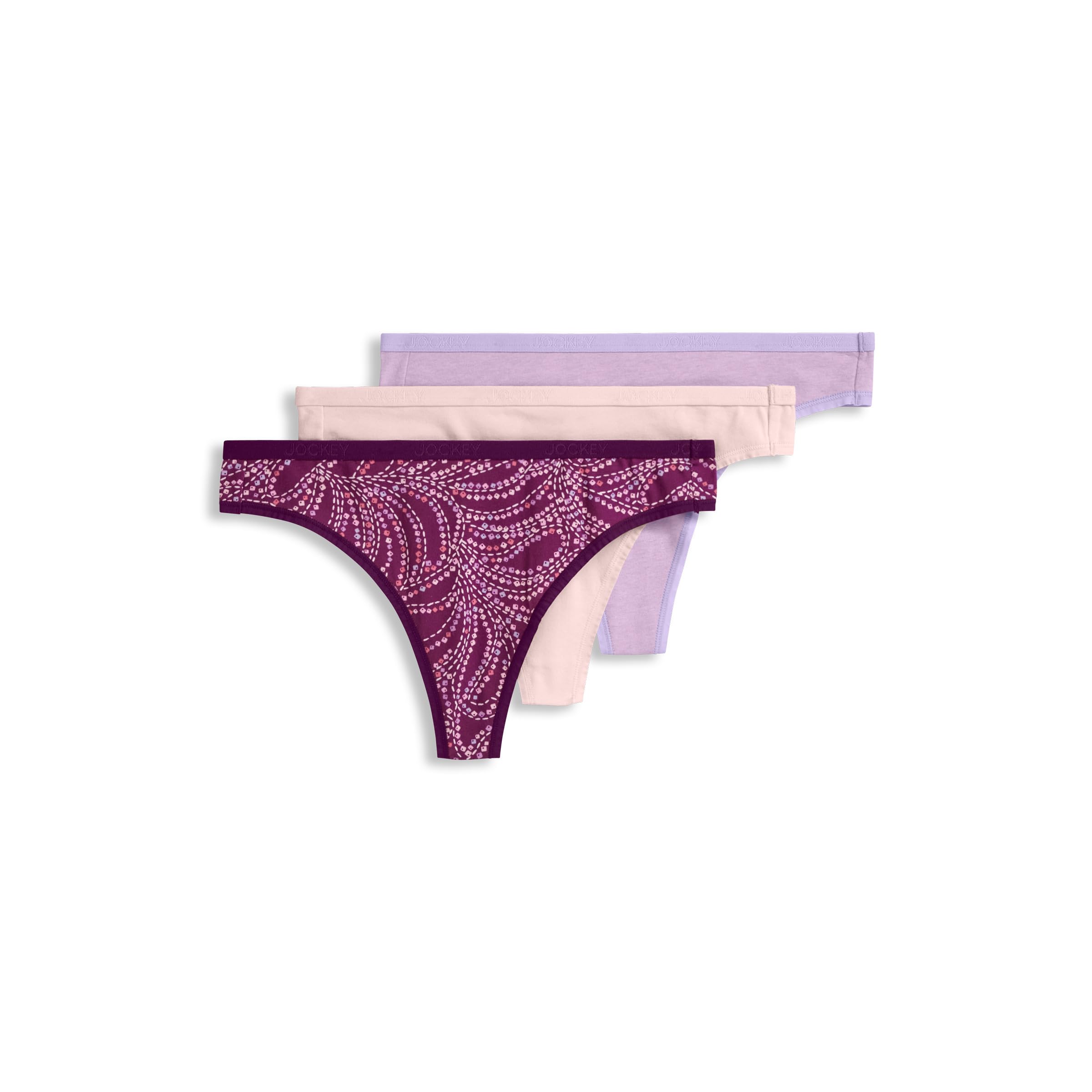 Jockey Women's Underwear Organic Cotton Stretch Logo Thong - 3 Pack