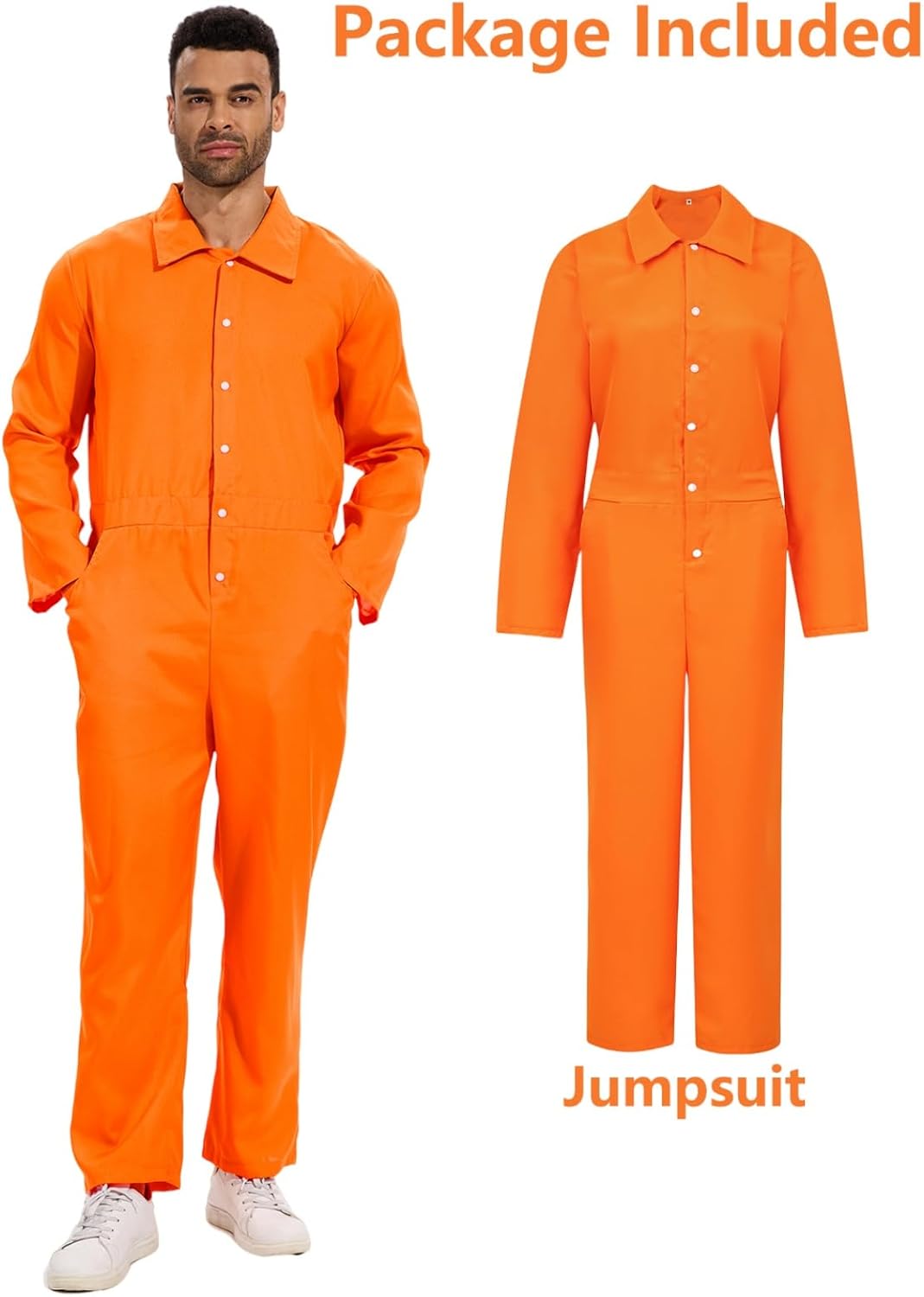 Prisoner Costume Men Orange Jumpsuit Loose Prison Jumpsuits for Halloween Costume Party - Image 2