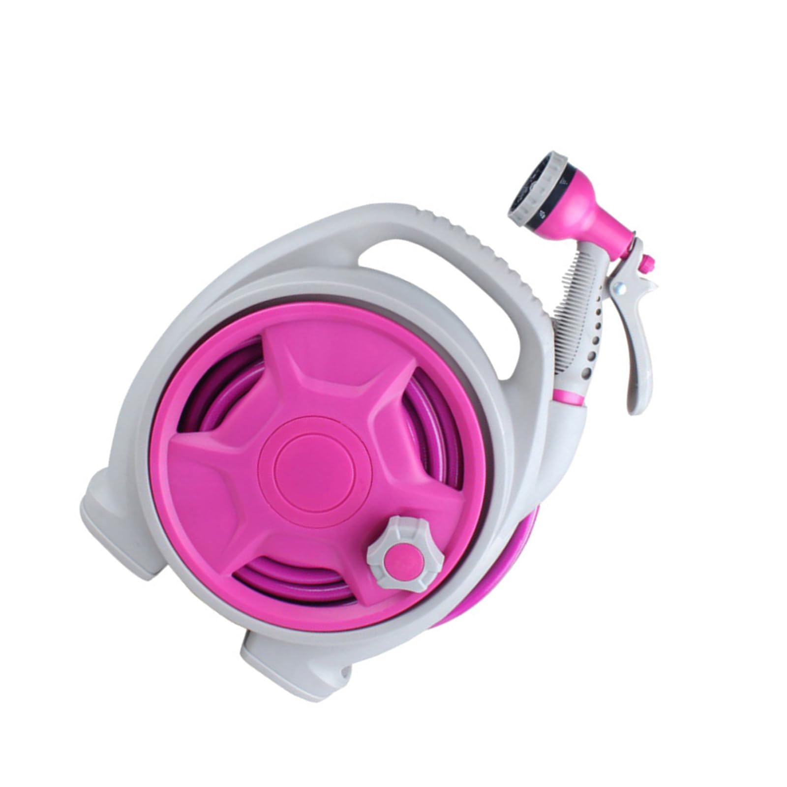 Tsophreniq Rose Red 50Ft Garden Hose Reel Includes 6 Function Sprayer Nozzle For Effortless Watering For Patio Watering Portable Hose Reel