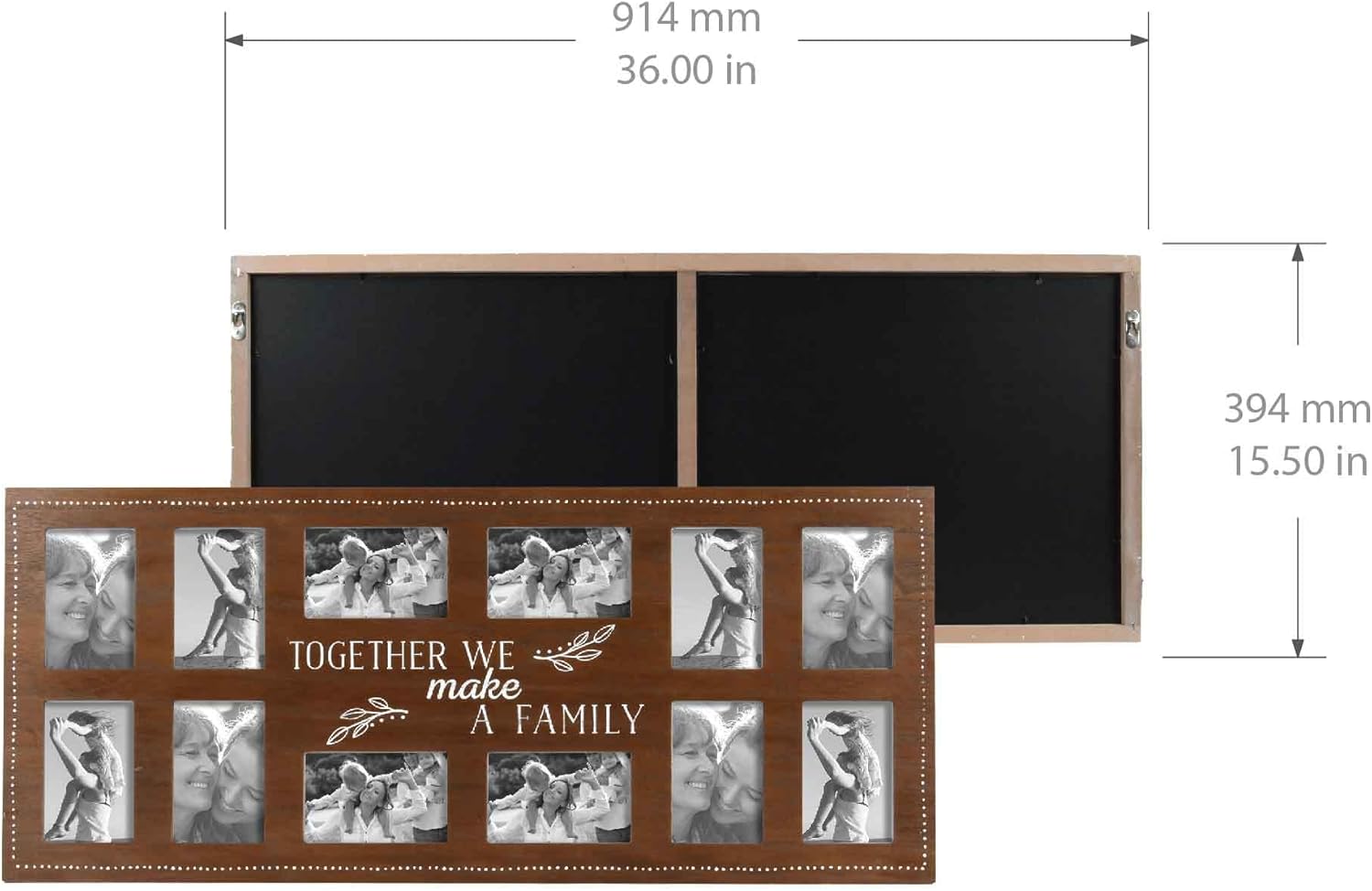 Prinz 12-Opening, 4"x6" Together Wall Hanging Collage Picture Frame in Dark Brown (09-DS-84766)