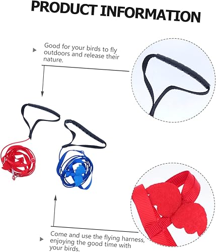 Miniatura 2 de Mipcase 2 unids Parrot Flying Rope Pet Strap Grey Belt Pet Harness Back Braces Bird Strap African Grey Strap Loro Arnés ajustable Bird Flying