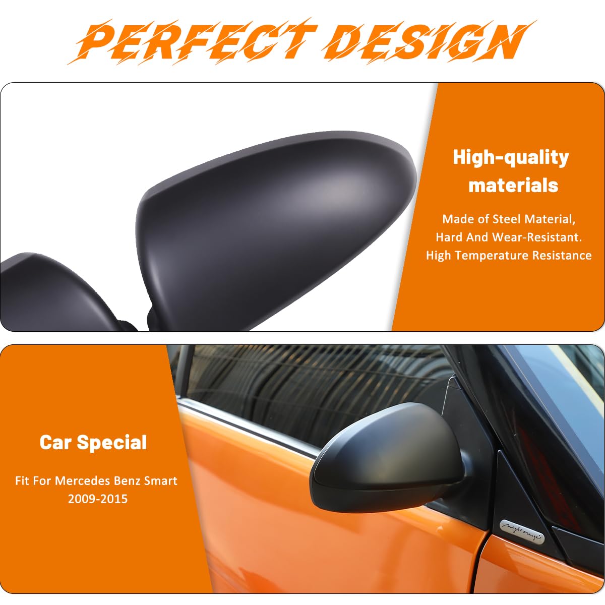 Coperture per specchietti in fibra di carbonio, adatte per Benz Smart 451 2009–2015, protezione per specchietto retrovisore esterno laterale, accessorio (Nero Opaco)