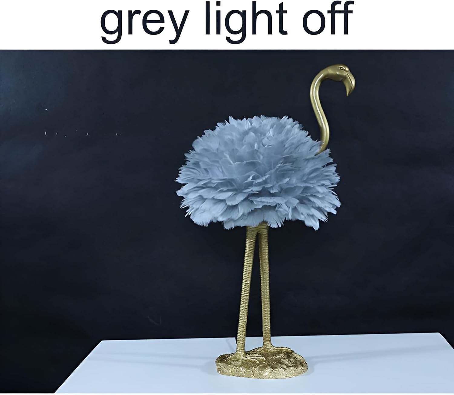 Feather Lamp Led Desk Lamp Flamingo Shape with Remote Control, Bedside Table Lamp Decoration Light for Bedroom House Dining Room Living Wedding Reading Sitting, 3 Colors (Gray)